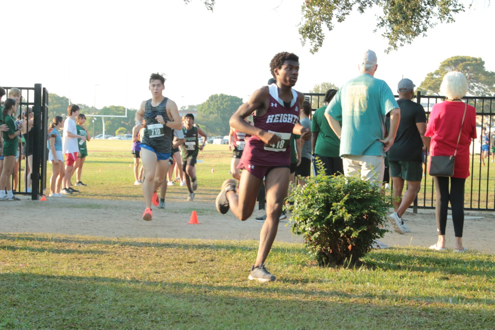 Christian C. Ferguson leading a cross country race for Houston Heights